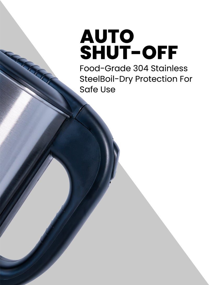 TEAM 304 Stainless Steel Electric Kettle 0.5L, Travel Portable Mini Kettle for Boiling Water | 1000W Fast Heating | Seamless Steel Body, Auto Shut‑Off, Boil Dry Protection, Thermostat Control - Image 4